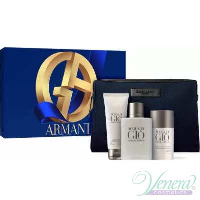 Armani Acqua Di Gio Комплект (EDT 100ml + SG 75ml + Deo Stick 75ml + Bag) за Мъже Мъжки Комплекти