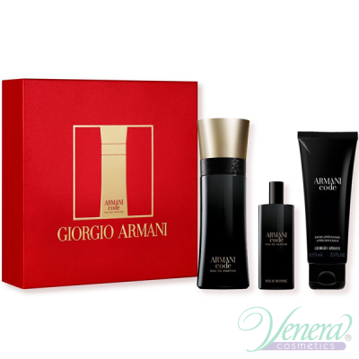 Armani Code Eau de Parfum Комплект (EDP 60ml + EDP 15ml + AS Balm 75ml) за Мъже Мъжки Комплекти