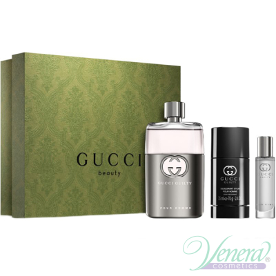 Gucci Guilty Pour Homme Комплект (EDT 90ml + Deo Stick 75ml + EDT 15ml) за Мъже Мъжки Комплекти