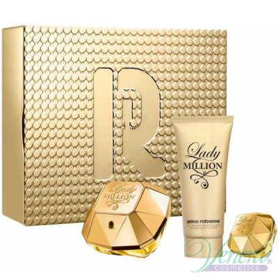 Paco Rabanne Lady Million Комплект (EDP 80ml + EDP 5ml + BL 100ml) за Жени Дамски Комплекти