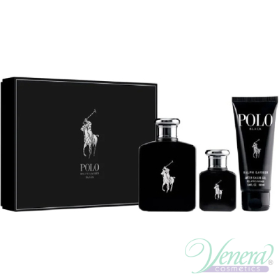 Ralph Lauren Polo Black Комплект (EDT 125ml + EDT 40ml + H&B Wash 100ml) за Мъже Мъжки Комплекти