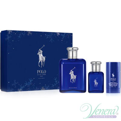 Ralph Lauren Polo Blue Eau de Parfum Комплект (EDP 125ml + EDP 40ml + Deo Stick 40ml) за Мъже Мъжки Комплекти