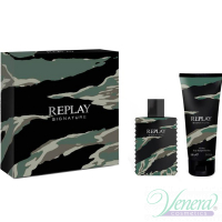 Replay Signature Комплект (EDT 30ml + All Over Body Shampoo 100ml) за Мъже Мъжки Комплекти