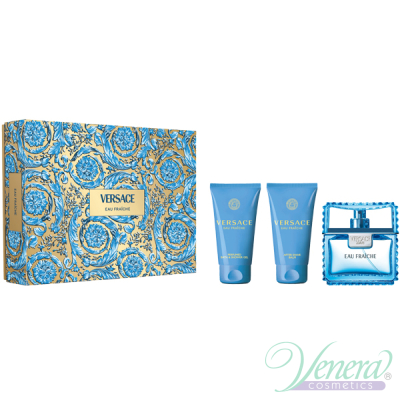 Versace Man Eau Fraiche Комплект (EDT 50ml + AS Balm 50ml + Shower Gel 50ml) за Мъже За Мъже