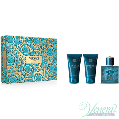 Versace Eros Eau de Parfum Комплект (EDP 50ml + AS Balm 50ml + SG 50ml) за Мъже Мъжки Комплекти