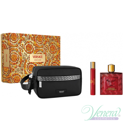 Versace Eros Flame Set (EDP 100ml + EDP 10ml + Trousse) за Мъже Мъжки Комплекти