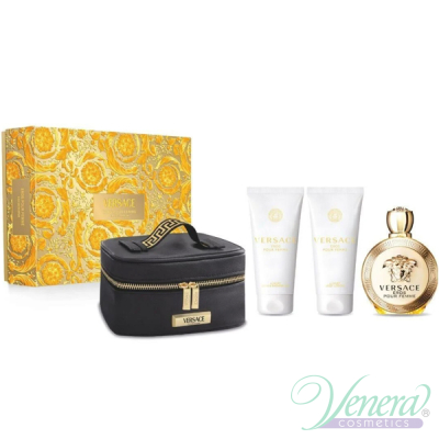 Versace Eros Pour Femme Комплект (EDP 100ml + BL 100ml + SG 100ml + Bag) за Жени Дамски Комплекти