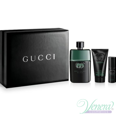 Gucci Guilty Black Pour Homme Комплект (EDT 90ml + EDT 8ml + SG 50ml) за Мъже За Мъже