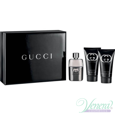 Gucci Guilty Pour Homme Комплект (EDT 50ml + After Shave Balm 50ml + SG 50ml) за Мъже За Мъже